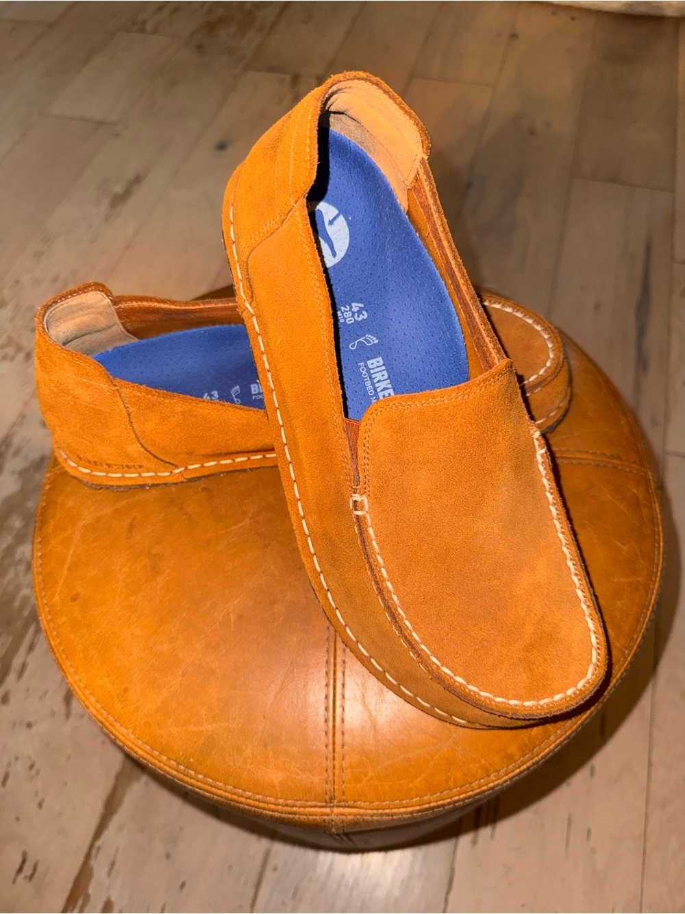 Birkenstock Men's Orange Suede Slip-On Loafer — Casual Moccasin Style